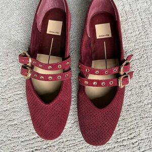 Dolce Vita Women's Double Buckle Burgundy Flats